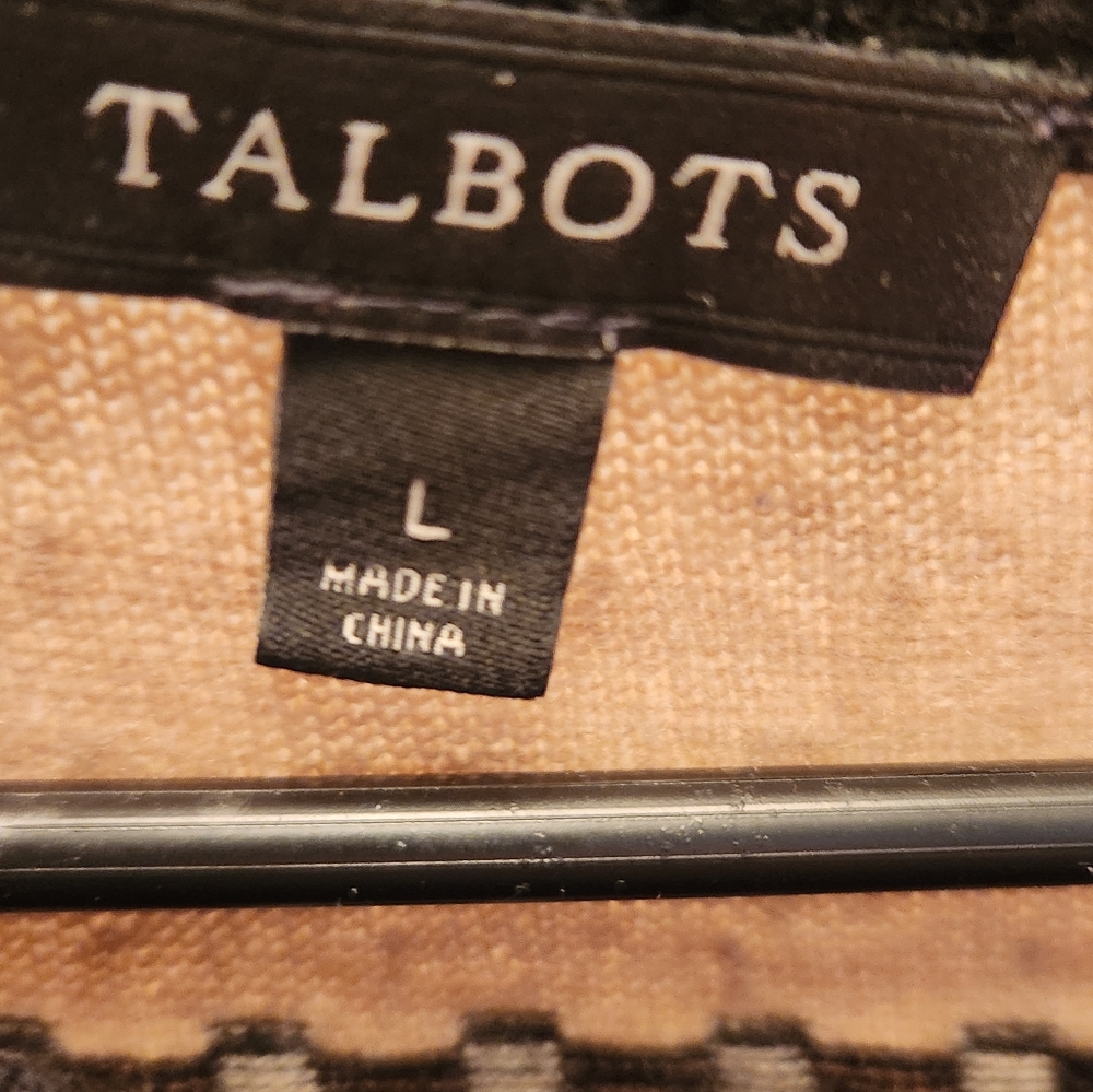 Talbots Fair Isle Wool Blend Sweater Black W Multi-Color L Holiday Cabincore - Picture 4 of 9